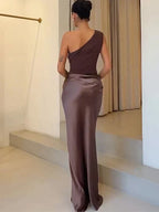 Luna™ | Satin Maxi Dress with Slit
